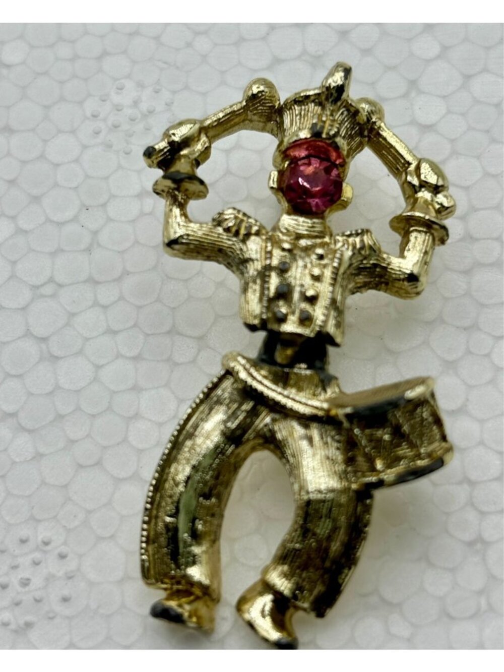 1960s Figural Drum Major Articulated Rhinestone Metal Scatter Pin